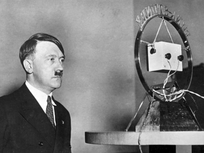Hitler makes his first radio broadcast as German Chancellor in front of a radio microphone